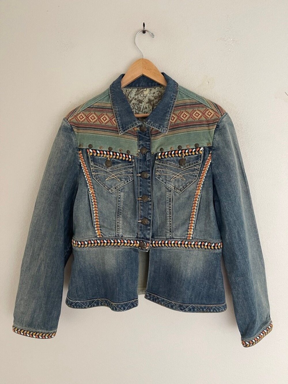 RARE! DDR Embroidered & Studded Cotton Denim Jacket: XL (RUNS SMALL); NWOT!